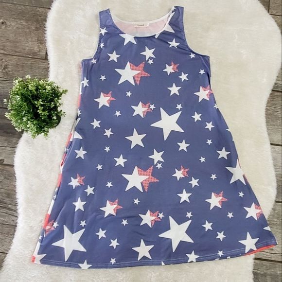 Spadehill Red, White, and Blue Patriotic Sleeveless Summer Sun Dress, Size M - Picture 1 of 7